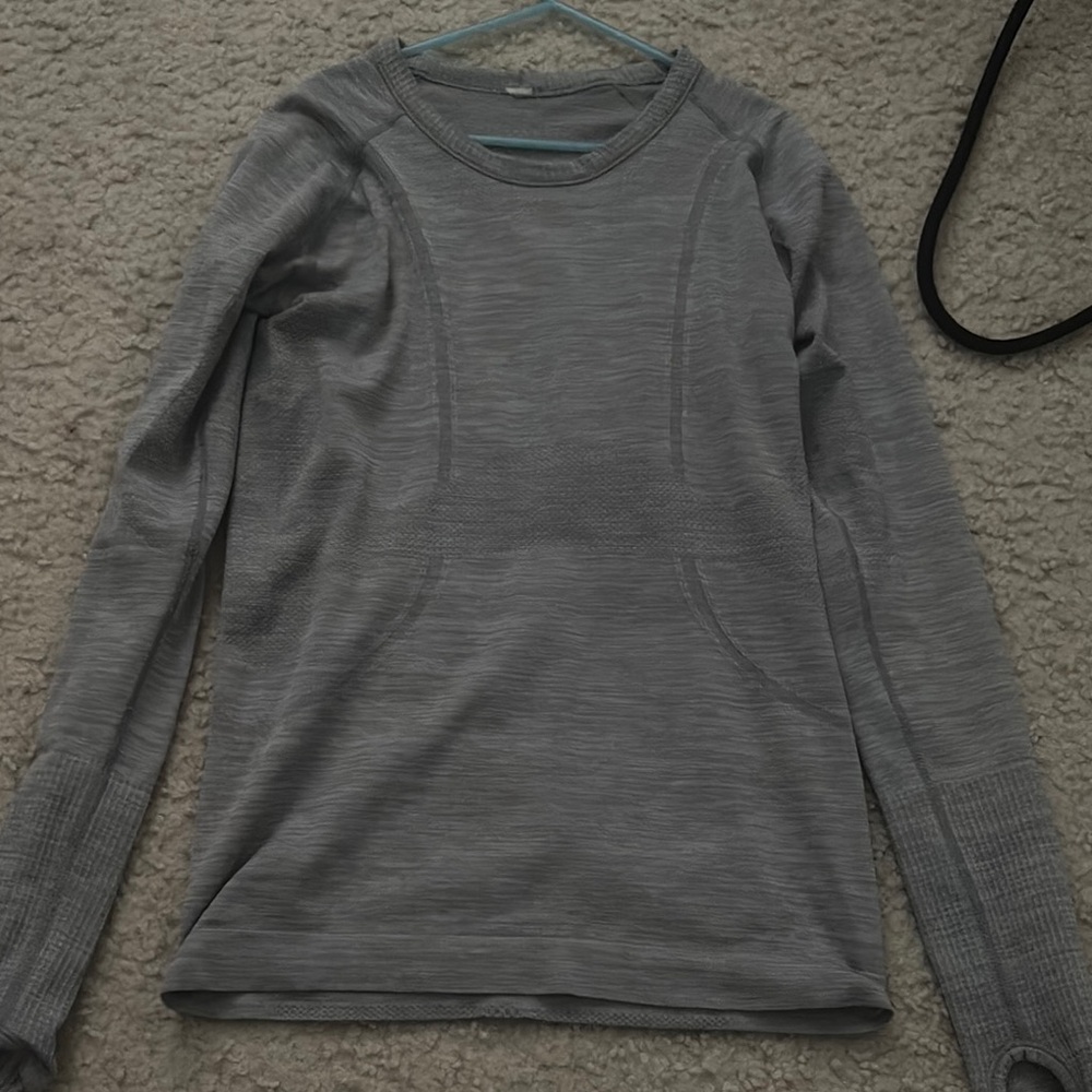 Gray Long Sleeve Athletic Top